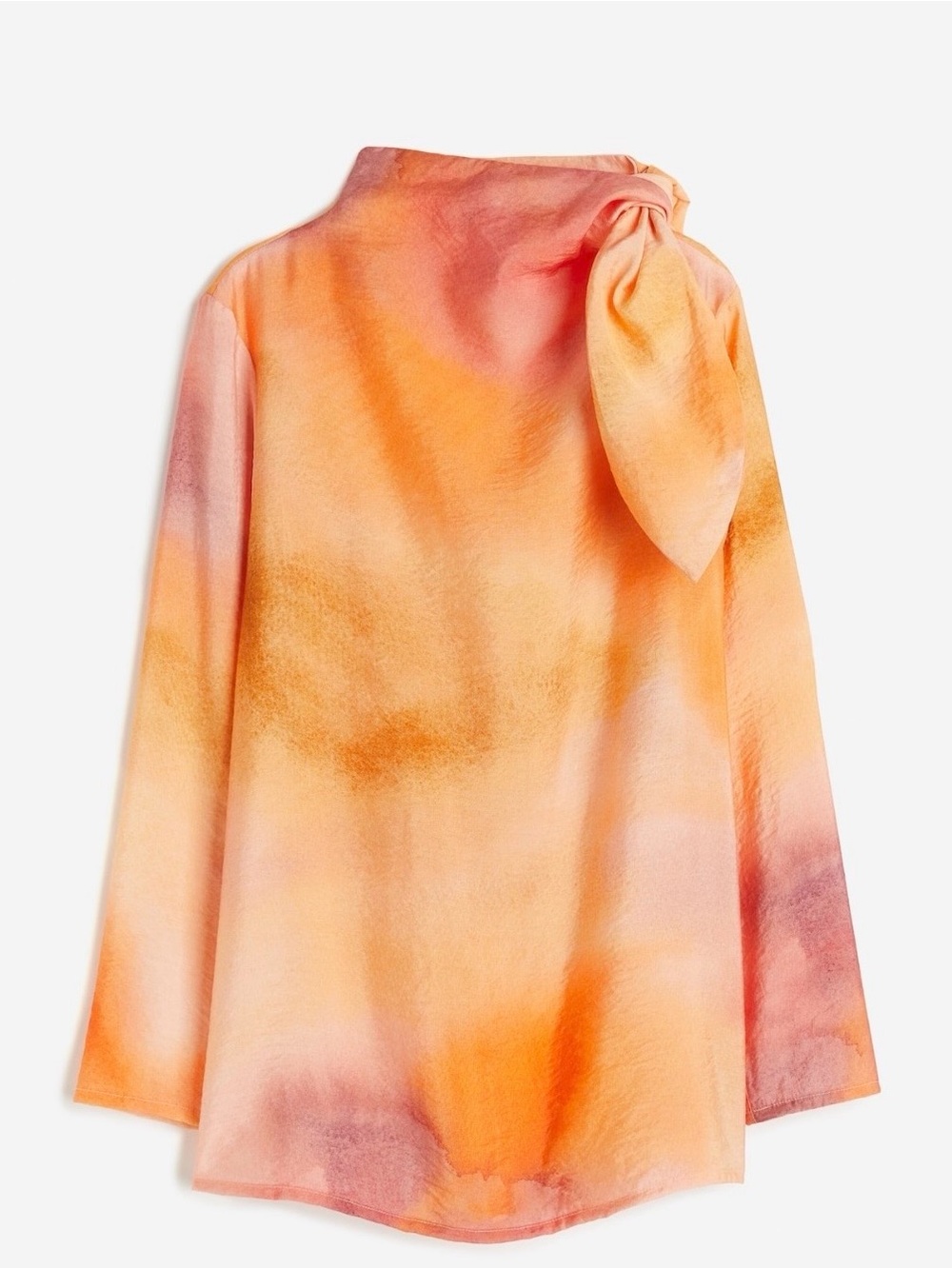 H&M Orange & Pink Tie-Neck Blouse NEW